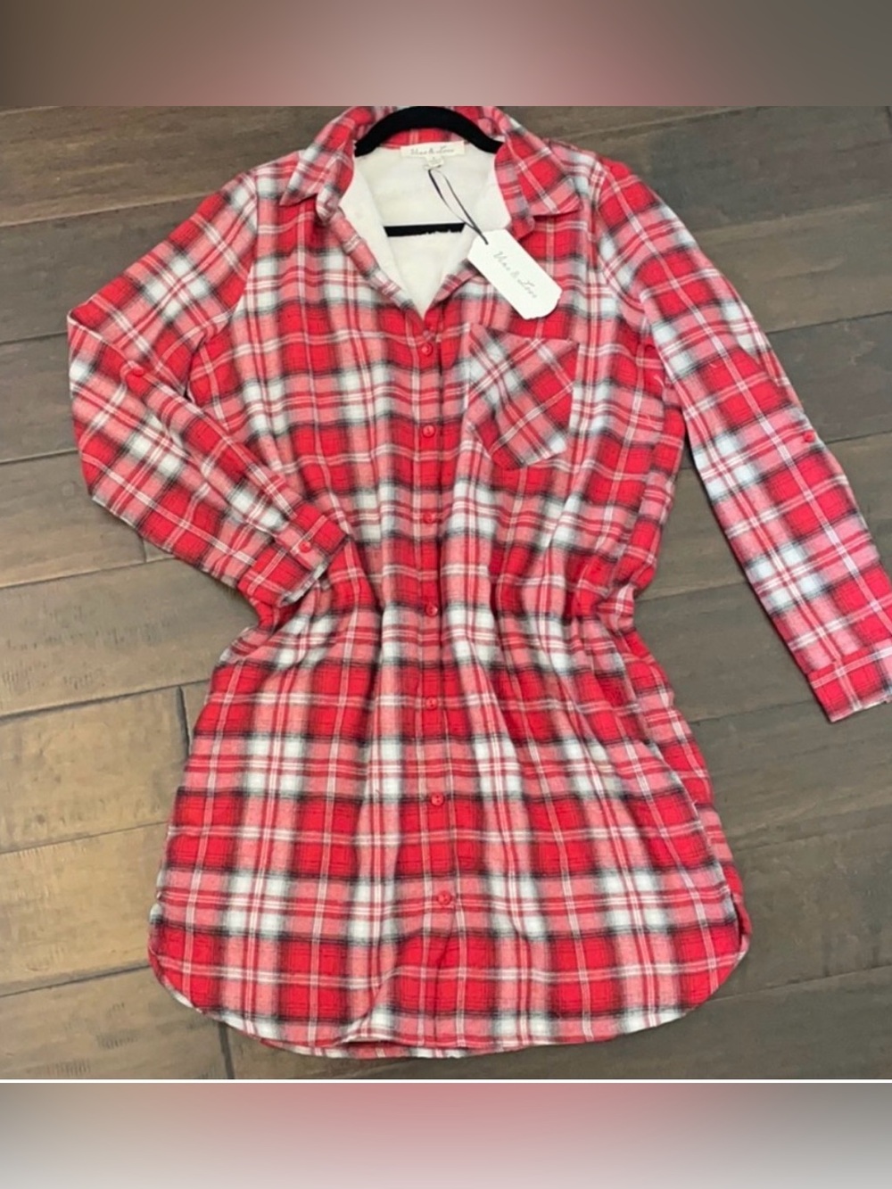 🆕Red Plaid Sherpa-Lined Dress